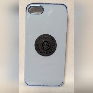Blue Silicone Phone 8 Case Cover for iPhone 8 with Pop Socket Base